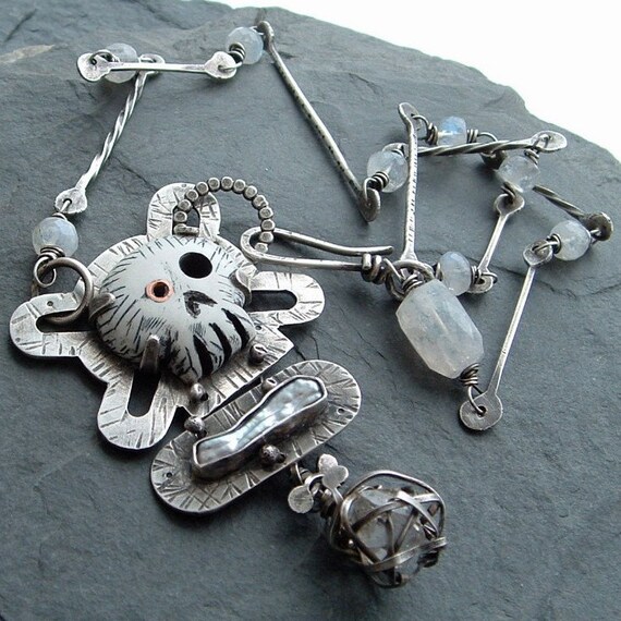 SKULL Necklace Silver stamped Sugar Skull And Bones Necklace