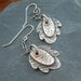 Earrings LONG Sterling Silver riveted Funky stamped Leaf Layered