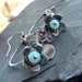 Hoop Earrings Wire Wrapped Silver Gemstone Flower Blue