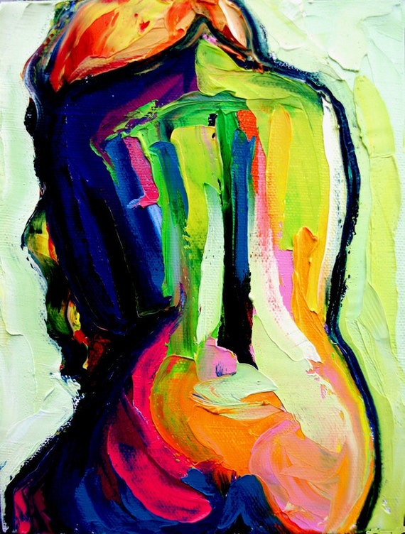 Nude oil painting abstract figure impasto by 