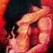 Abstract nude lovers oil painting by Aja