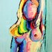Femme 102 - 5x7 inches original fine art oil painting impasto nude abstract by Aja