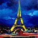 Eiffel VI - 11x14 impasto Paris cityscape original oil painting by Aja
