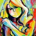 Original abstract oil painting female nude by Aja