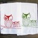 Owl Tea Towel Set/2- Orange & Green -Cotton Flour Sack-teachers gift-stocking stuffer