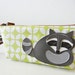 Kyle the Raccoon Lime Green Circle Print Cotton Canvas Carry All Case Vinyl Applique