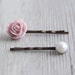 Beautiful Vintage Style Dusty Pink Rose Flower and Faux Pearl Bobby Pin Set. Hair Clip.Gift for Her