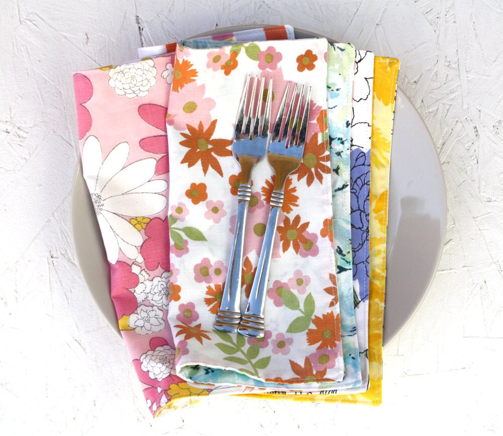 Vintage Mix Cloth Napkins Set of 4