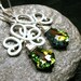 LAST PAIR Green Silver Ribbon Earrings Swarovski Sahara Sterling Wrapped Baroque Fancy Scrolled Bows Festive Holiday Party Accessory for Her