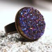 Librae ... Metallic Indigo Blue Titanium Drusy Quartz on Antiqued Copper ... Adjustable Druzy Ring