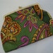 Vintage 1960s Coin Purse Clutch Green Paisley Sunglass Pocket Zip Groovy