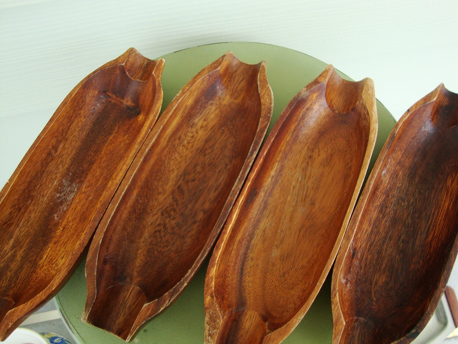 Vintage Wooden Corn Holders Serving Dishes Set of 4 Haute Juice