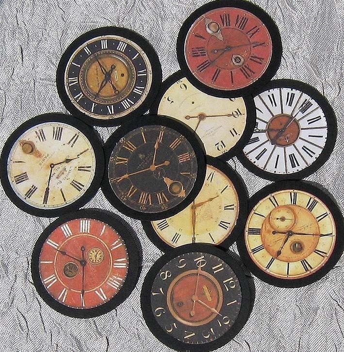 Paper Clock Face Embellishments Series 1 Set of TEN for