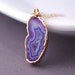 Purple Druzy Crystal Jewelry, Agate Slice Necklace, Gold Druzy Agate Necklace, Purple Agate Necklace