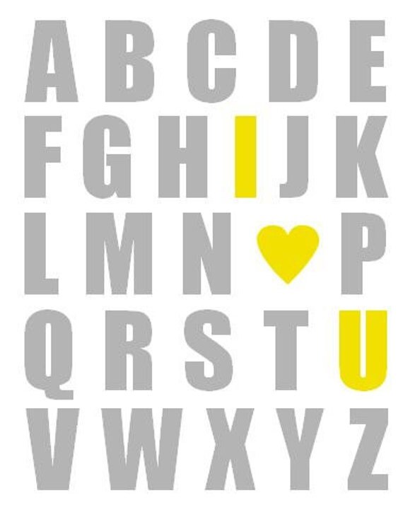 yellow and gray nursery art print alphabet print baby