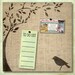 Bird and Tree - Feed Sack over Cork Message Board
