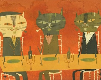 Dinner with Maurice. Limited edition print by Matte Stephens.