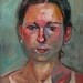 Original Oil Painting on Wood, 18" x 24" - "Woman with Sadness"
