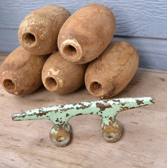 Vintage Turquoise Brass Boat Dock Cleat
