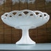 Large Vintage Milk Glass Pedestal Bowl With Lacy Edge