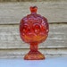 L E Smith Moon and Stars Amberina Candy Dish