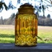 Large L E Smith Moon and Stars Amber Canister