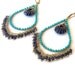 Turquoise and gold chandelier earrings, Lapis, Quartz earrings wire wrapped one of a kind