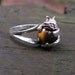 Sterling Silver Kitten Ring With Tiger Eye