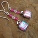 Dichroic Fused Glass Drop Earrings -Hot Pink Swing Earrings