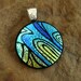Dichroic Fused Glass Zentangle Pendant, Hand Etched Fused Glass - Cool Southwest