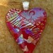 Dichroic Fused Glass Heart Pendant, Patchwork Dichroic Glass Heart Pendant, Red Heart Pendant