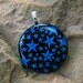 Round Dichroic Fused Glass Pendant, Blue Stars Dichroic Jewelry - Midnight Blue Stars