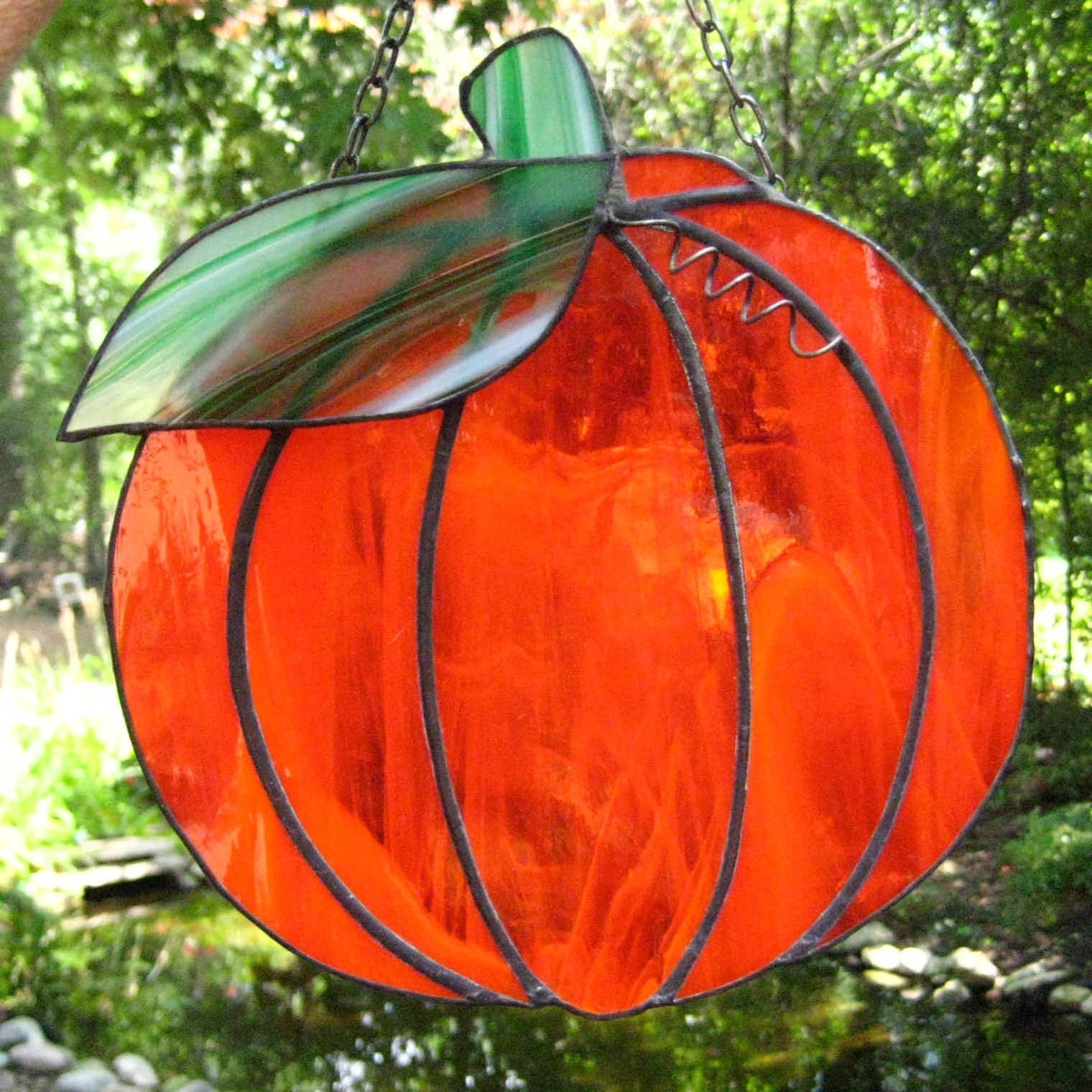 Stained Glass Autumn Pumpkin Suncatcher