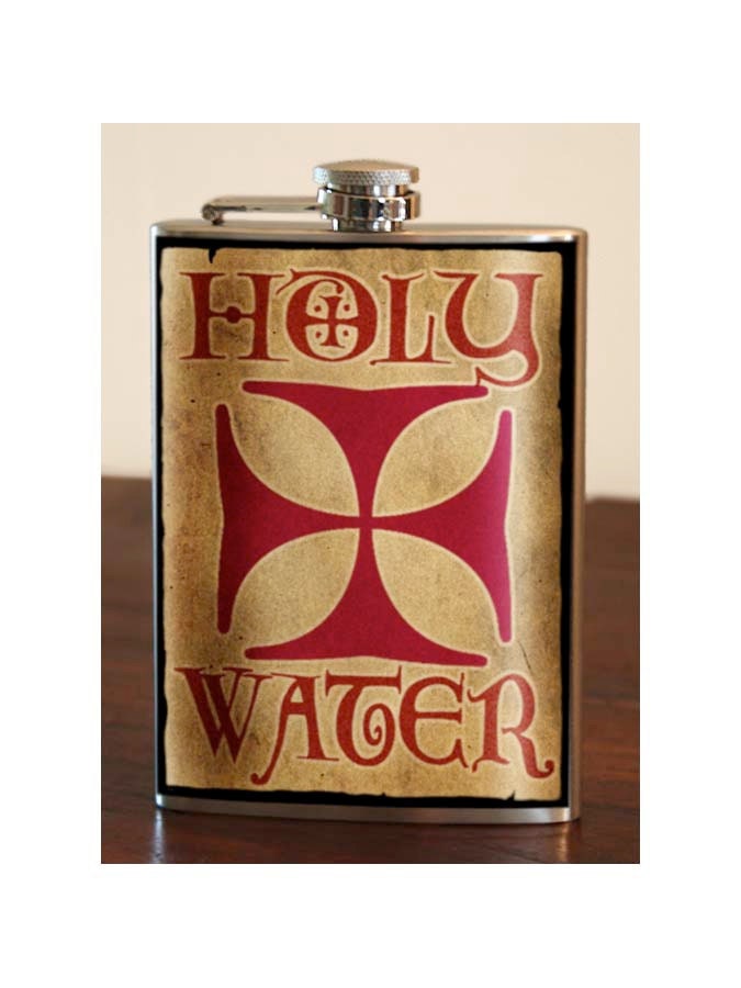 Holy Water Stainless Steel Flask 8oz. by trixieandmilo on Etsy
