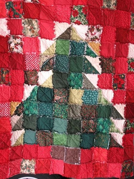 Christmas tree rag quilt