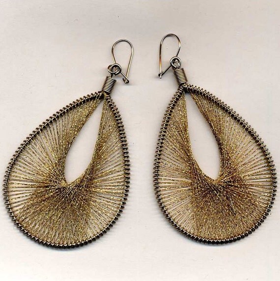 HandWoven Thread Earrings in Glitter Gold by