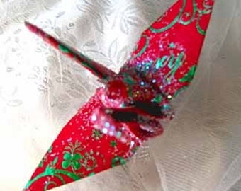Bird Christmas Tree Ornament Peace Crane Origami Wedding Cake Topper ...