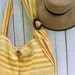Stripe Beach Tote Bag Yellow Linen Carryall for Summer at the shore