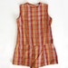 vintage Madras Plaid Scooter . Mini Dress . Cotton Drop Waist Romper . silver metallic detail