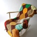 Colorful Vintage Afghan . Multi Color Throw . Handmade . earthtones . Circle . Scalloped . Cottage Decor