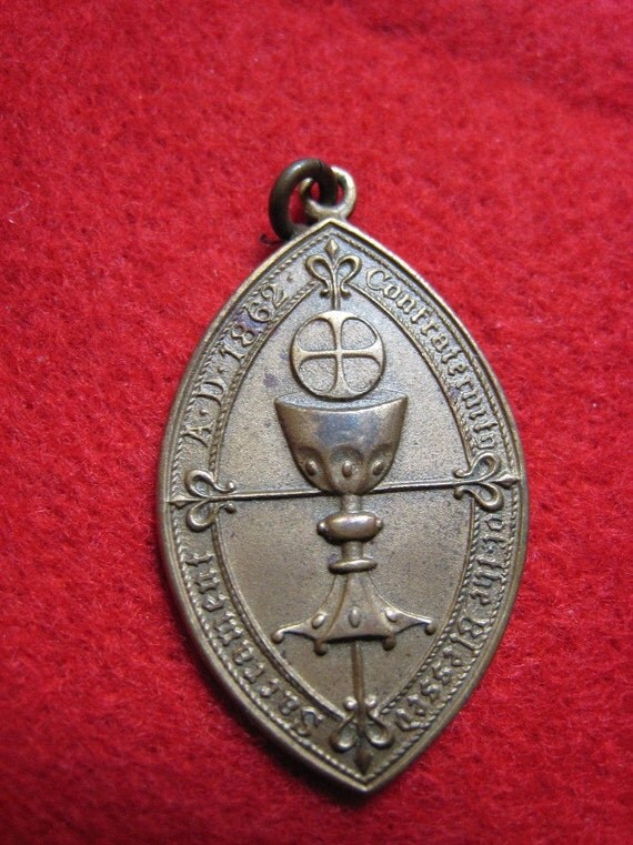 Antique Religious Medal Eucharist Confraternity of the Blessed