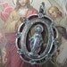 Vintage Sterling Silver Virgin Mary Religious Medal Pendant Art Deco