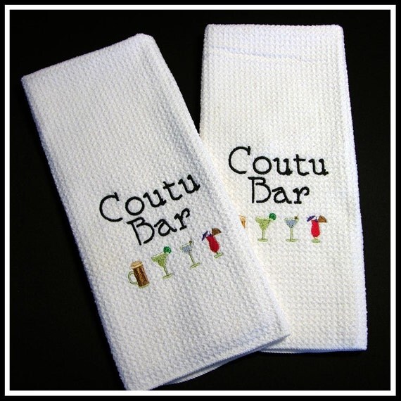 Personalized Bar Towels with Cocktails. RESERVED FOR