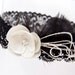 Black Lace Garter with Midnight Black Garter with Feather Accents