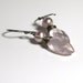 Rose Quartz Wire Wrapped Earrings . Pink Pearl Pastel Sterling Silver Earrings