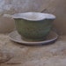 SALE - Desert Moss Handmade Stoneware Ceramic Pottery Berry Bowl or Mini Colander with Plate - Butterfly
