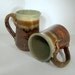 Celadon Topped Rich Brown Stoneware Steins