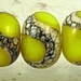 Lemon Drops - 11mm Yellow Silvered Ivory Glass Lampwork Bead Set (6)
