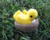 Felted Yellow Bird With Nest