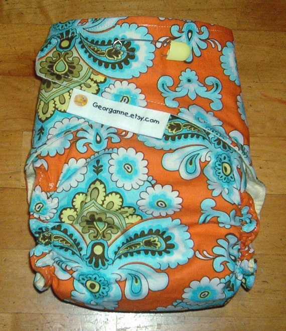 Fitted Cloth Diaper Amy Butler French Wallpaper One Size